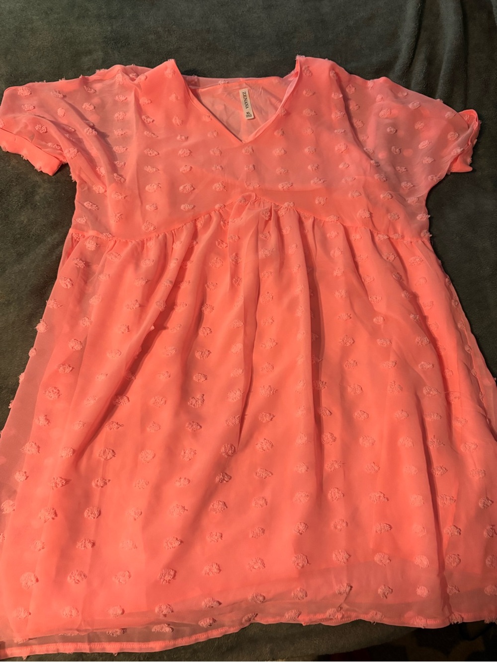 Woman’s XL Coral Pink Short-Sleeve Party Dress